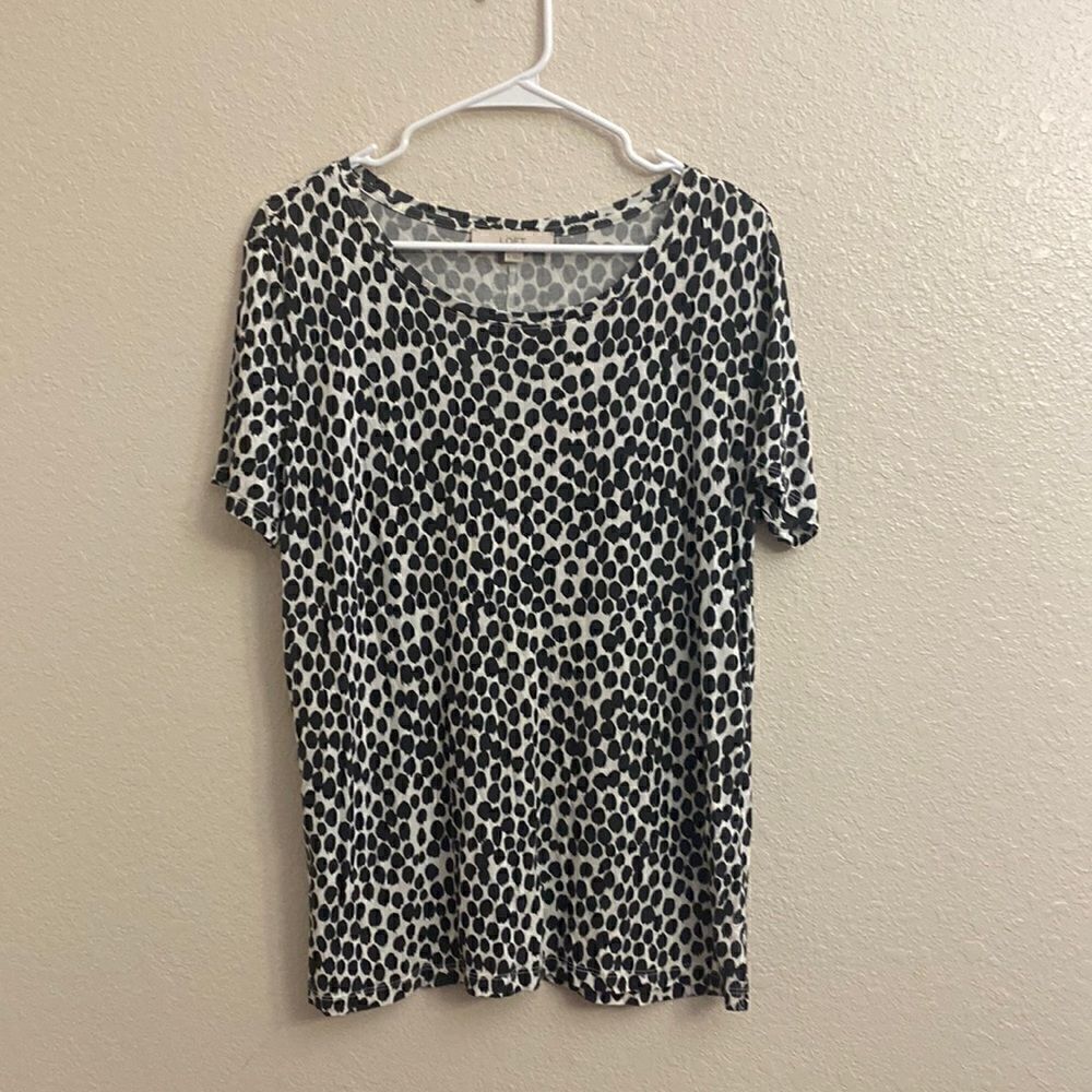 LOFT Black and White Spotted Blouse Size Medium